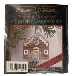 Mill Hill Holiday Ornament Counted Cross Stitch Bead Kit Gingerbread House - New